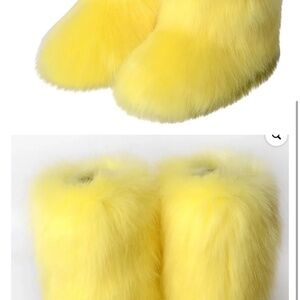 Yellow Furry Boots